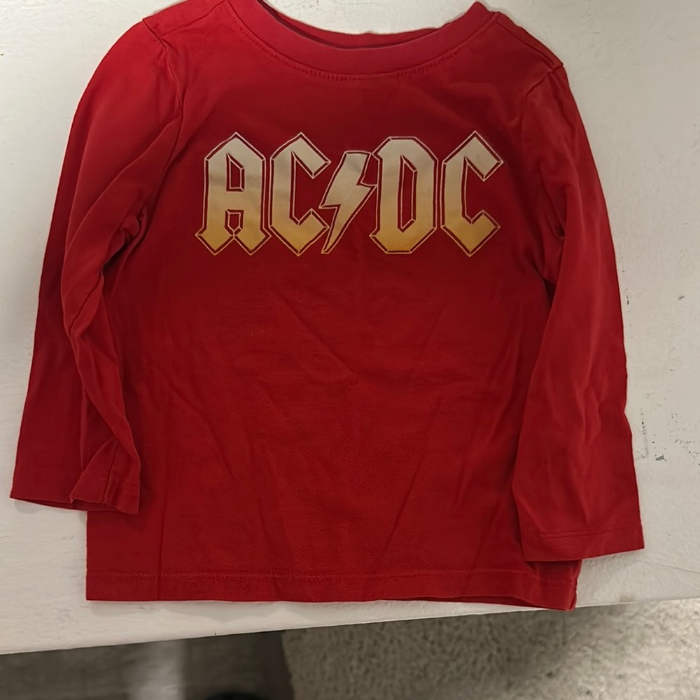 AC/DC Red Long Sleeve Tee with Iconic Logo